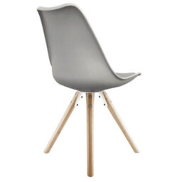 Fusion Living Soho Light Grey Plastic Dining Chair With Pyramid Light Wood Legs - thumbnail 5
