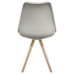 Fusion Living Soho Light Grey Plastic Dining Chair With Pyramid Light Wood Legs - thumbnail 4
