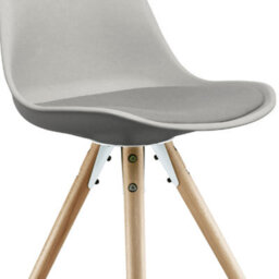 Fusion Living Soho Light Grey Plastic Dining Chair With Pyramid Light Wood Legs - thumbnail 3