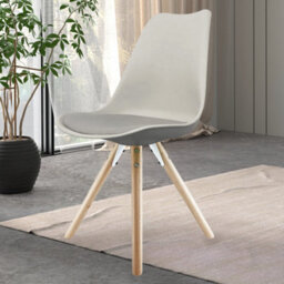 Fusion Living Soho Light Grey Plastic Dining Chair With Pyramid Light Wood Legs - thumbnail 2