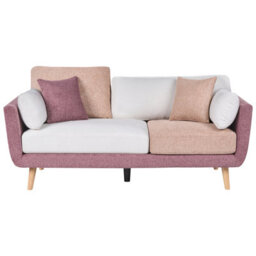 Beliani Sofa 3 Seater Bolga Fabric Pink - thumbnail 1