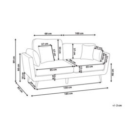 Beliani Sofa 3 Seater Bolga Fabric Pink - thumbnail 3