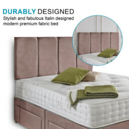 Dining Tables Zanzibar Headboard Divan Set , 2 Drawer On Same Side With Sprung 1500 Comfort Mattress - Plush Dusty Pink - King - thumbnail 3