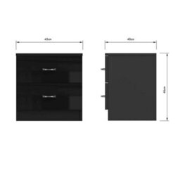 Black High Gloss 2 Drawer Bedside Nightstand Cabinet - thumbnail 2