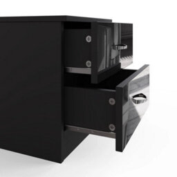 Black High Gloss 2 Drawer Bedside Nightstand Cabinet - thumbnail 4