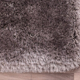 Silver Handmade Luxurious Plain Shaggy Sparkle Easy To Clean Rug For Living Room, Bedroom - 60Cm X 110Cm - thumbnail 8