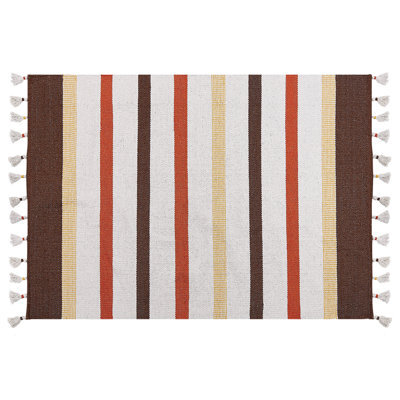 Beliani Rug Hisarli Brown 160 X 230 Cm Cotton - image 1