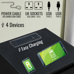 Home Treats Bedside Table 3 Drawer Nightstand Table With 2 Uk Plugs Usb A And Usb C Chest Of Drawers 2M Cable - thumbnail 3