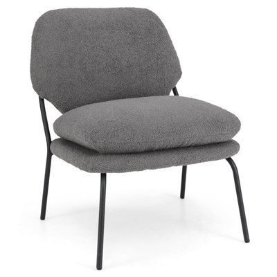 Gainoom Armless Grey Accent Chair Teddy Fleece Fabric Upholstered Leisure Chair - image 1