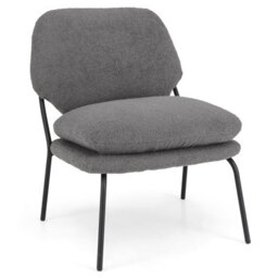 Gainoom Armless Grey Accent Chair Teddy Fleece Fabric Upholstered Leisure Chair - thumbnail 1