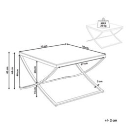 Beliani Glass Top Coffee Table Gold X Framed - 70 X 70 Cm Square Centre Table - thumbnail 3