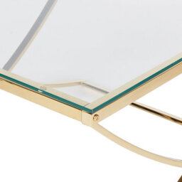 Beliani Glass Top Coffee Table Gold X Framed - 70 X 70 Cm Square Centre Table - thumbnail 5