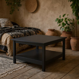 Wyld Haus Wildberry Matt Black Wooden Coffee Table Bottom Shelf - thumbnail 2