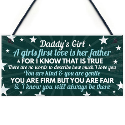 Red Ocean Daddys Girl Hanging Plaque Sign Fathers Day Birthday Christmas Gift For Dad Gift From Daughter Thank You - image 1