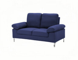 Kosy Koala Modern Two Seater Sofa Blue Fabric With Chrome Feet - Comfortable Couch With Cushion For Living Room, Bedroom Or Office - thumbnail 4