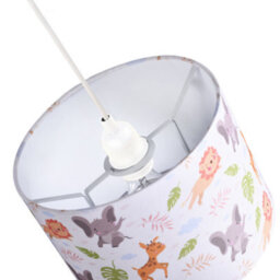 Happy Homewares Jungle Animals Childrens Linen Fabric Lamp Shade - Elephants Lions And Giraffes - thumbnail 3