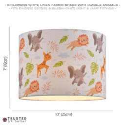 Happy Homewares Jungle Animals Childrens Linen Fabric Lamp Shade - Elephants Lions And Giraffes - thumbnail 6