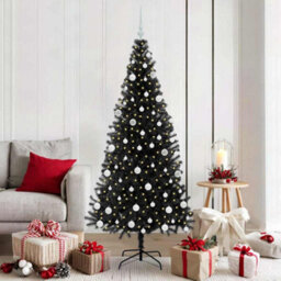 Vidaxl Christmas Tree With 300 Leds With Stand Black 180 Cm Pvc