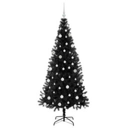 Vidaxl Christmas Tree With 300 Leds With Stand Black 180 Cm Pvc - thumbnail 4