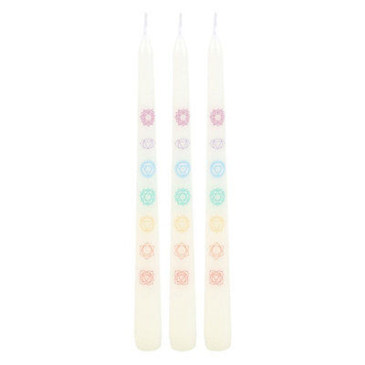 Something Different Chakra Balancing Taper Candle (Pack Of 3) White/multicoloured (One Size) - image 1