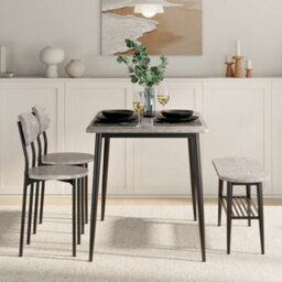 Vonhaus Dining Room Set, 4 Seater Grey Dining Table And Chairs Set, Rectangular Concrete Effect Kitchen Table With Bench, Murray - thumbnail 7