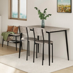 Vonhaus Dining Room Set, 4 Seater Grey Dining Table And Chairs Set, Rectangular Concrete Effect Kitchen Table With Bench, Murray - thumbnail 6