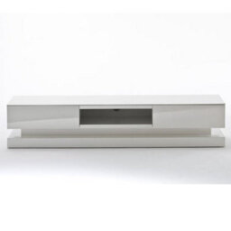 Furniture in Fashion Step Tv Stand With Storage For Living Room And Bedroom, 1800 Wide, Led Lighting, Media Storage, White High Gloss Finish - thumbnail 3