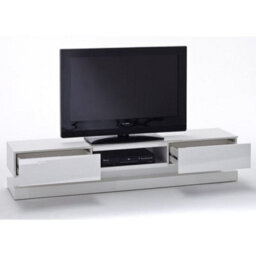 Furniture in Fashion Step Tv Stand With Storage For Living Room And Bedroom, 1800 Wide, Led Lighting, Media Storage, White High Gloss Finish - thumbnail 2
