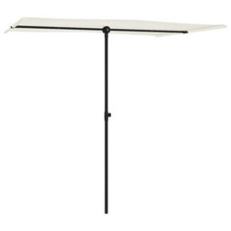 Berkfield Outdoor Parasol With Aluminium Pole 2X1.5 M Sand White - thumbnail 2
