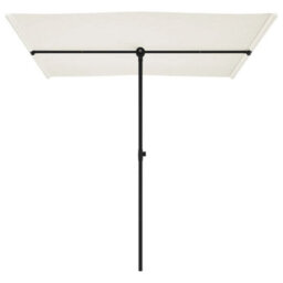 Berkfield Outdoor Parasol With Aluminium Pole 2X1.5 M Sand White - thumbnail 3