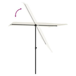 Berkfield Outdoor Parasol With Aluminium Pole 2X1.5 M Sand White - thumbnail 5