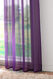 Luxury Living Elegant Plain Voile Curtain Panels Pair With Free Tie Backs Purple - thumbnail 2