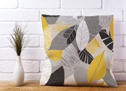 Warren Reed Designer Grey Yellow Autumn Leaves Cushions 45Cm X 45Cm - thumbnail 2
