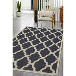 Melrose County Trellis New Navy Patterned Indoor Non-Slip Small Area Rug 060/110Cm - thumbnail 1