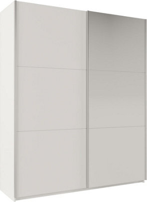 Arte Rodos 200Cm Sliding Mirror Door Wardrobe - Sleek White Matt With Reflective Elegance - image 1