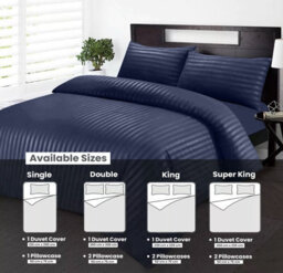 Ameha Stripe Duvet Set Reversible Bedding Set With Pillowcase Breathable Microfiber Quilt Cover Washed Blue King Size 230X220Cm - thumbnail 8