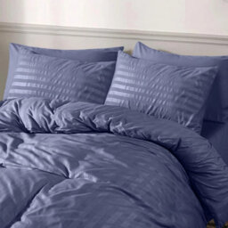 Ameha Stripe Duvet Set Reversible Bedding Set With Pillowcase Breathable Microfiber Quilt Cover Washed Blue King Size 230X220Cm - thumbnail 9
