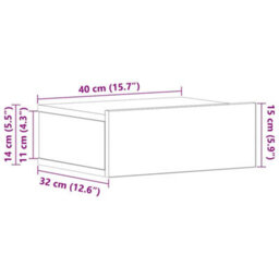 Vidaxl Floating Nightstand White 40X30X15Cm Engineered Wood - thumbnail 3