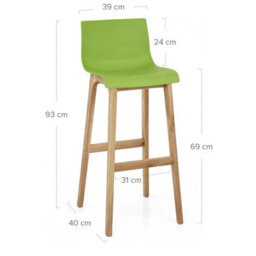 Atlantic Drift Green Bar Stool With Oak Wooden Legs - thumbnail 8