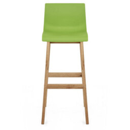 Atlantic Drift Green Bar Stool With Oak Wooden Legs - thumbnail 4