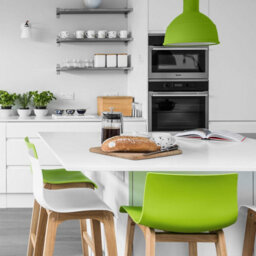 Atlantic Drift Green Bar Stool With Oak Wooden Legs - thumbnail 3