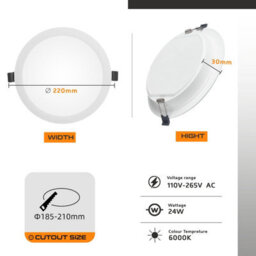 12W Led Round Recessed Ceiling Flat Panel Downlight Ultra Slim Lamp Cool White 6000K For Commercial Lighting Office Corridors - thumbnail 3