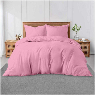 Gc Gaveno Cavailia Plain Dyed Duvet Cover Super King Polycotton Solid Bedding Set Breathable Lightweight Duvet Cover Bed Set Pink - image 1