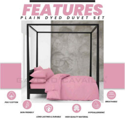 Gc Gaveno Cavailia Plain Dyed Duvet Cover Super King Polycotton Solid Bedding Set Breathable Lightweight Duvet Cover Bed Set Pink - thumbnail 2