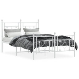 Berkfield Metal Bed Frame Without Mattress With Footboard White 120X190Cm - thumbnail 3