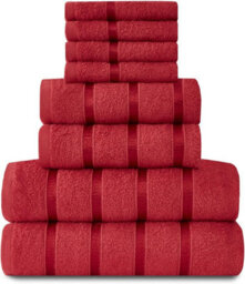 Gc Gaveno Cavailia 8 Piece Bostonian Oasis Towel Bale Set Red Quick Dry And Super Obsorbent Towel