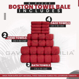 Gc Gaveno Cavailia 8 Piece Bostonian Oasis Towel Bale Set Red Quick Dry And Super Obsorbent Towel - thumbnail 2