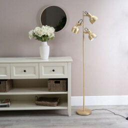 Valuelights Albie Gold Metal 3 Arm Spotlight Head Adjustable Floor Lamp For Living Room - thumbnail 2