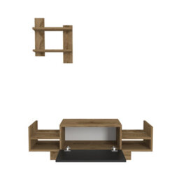 Decorotika Modern Bahara Tv Stand With Shelves Oud And Black - thumbnail 7