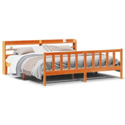 Berkfield Bed Frame With Headboard Without Mattress Wax Brown 200X200 Cm - thumbnail 2